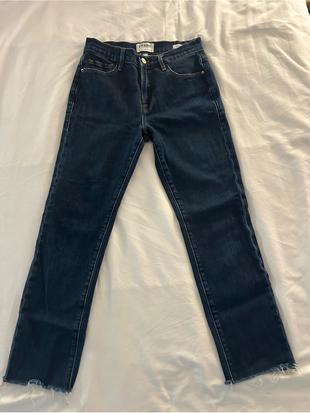 Frame Denim Straight Leg Jeans In Dark Indigo